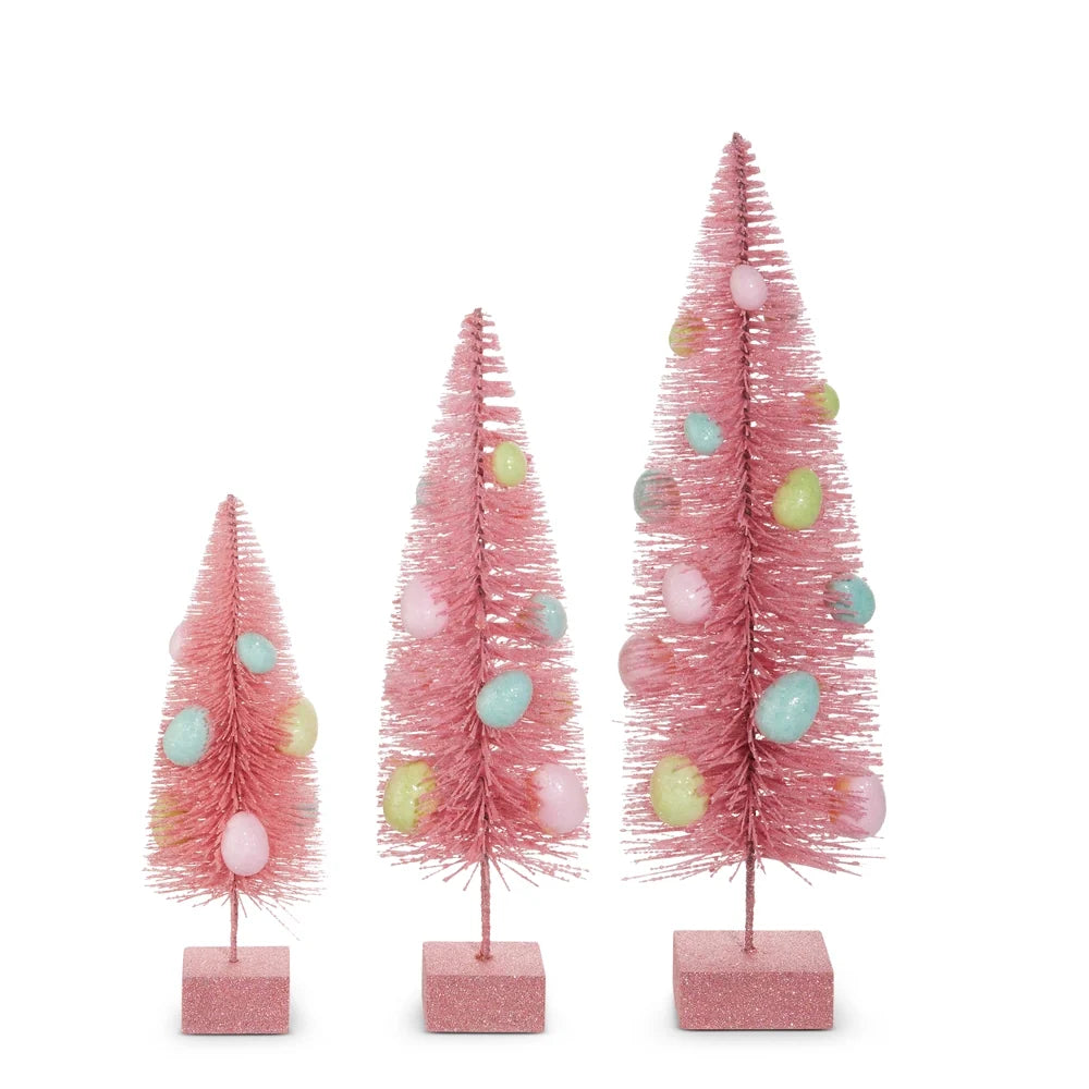 9" Pink Egg Bottle Brush Trees (SMALL ONLY)