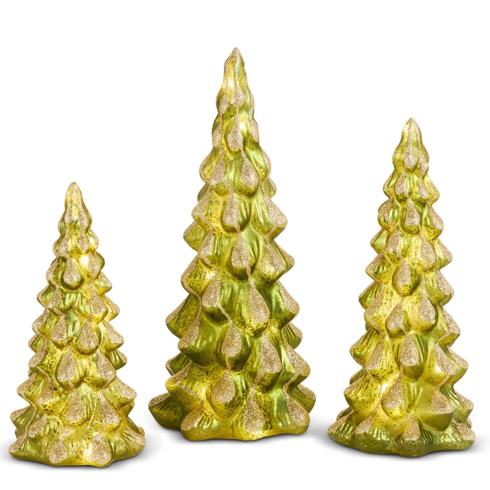 10" Lighted Green Snowy Trees (MEDIUM ONLY)