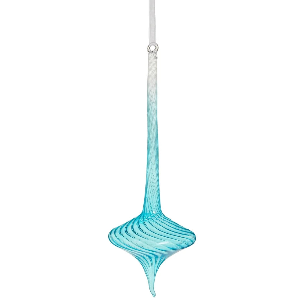 10" Neon Blue Swirl Top Ornament
