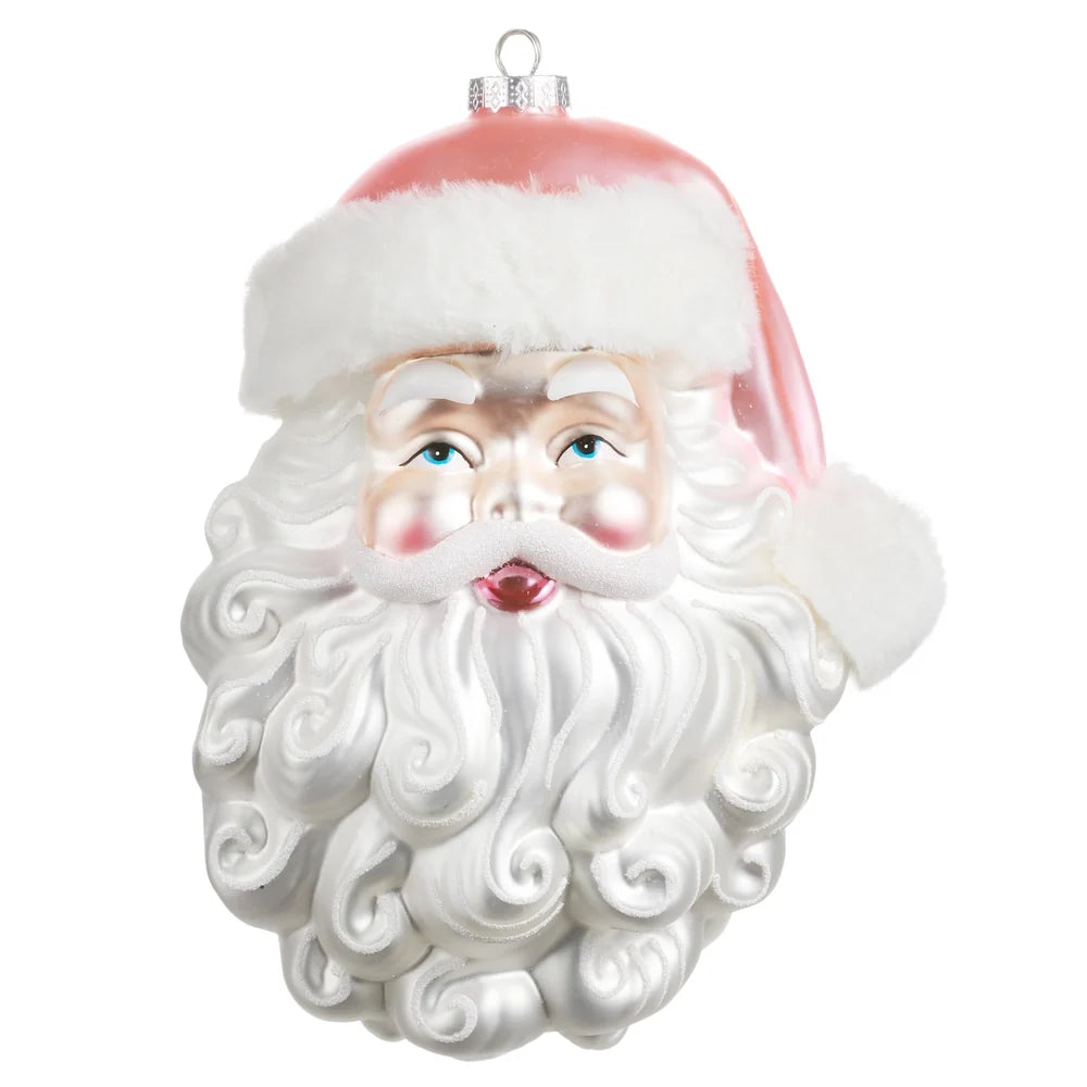 10" Pink Santa Head Ornament SHIPS 9/1/2026