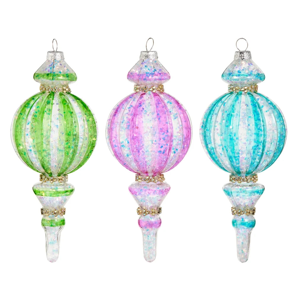 7.5" Bright Stripe Finial Ornament (PINK ONLY)