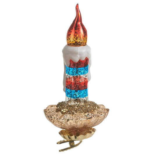 6.5" Red and Blue Clip-On Candle Ornament SHIPS 9/1/2026
