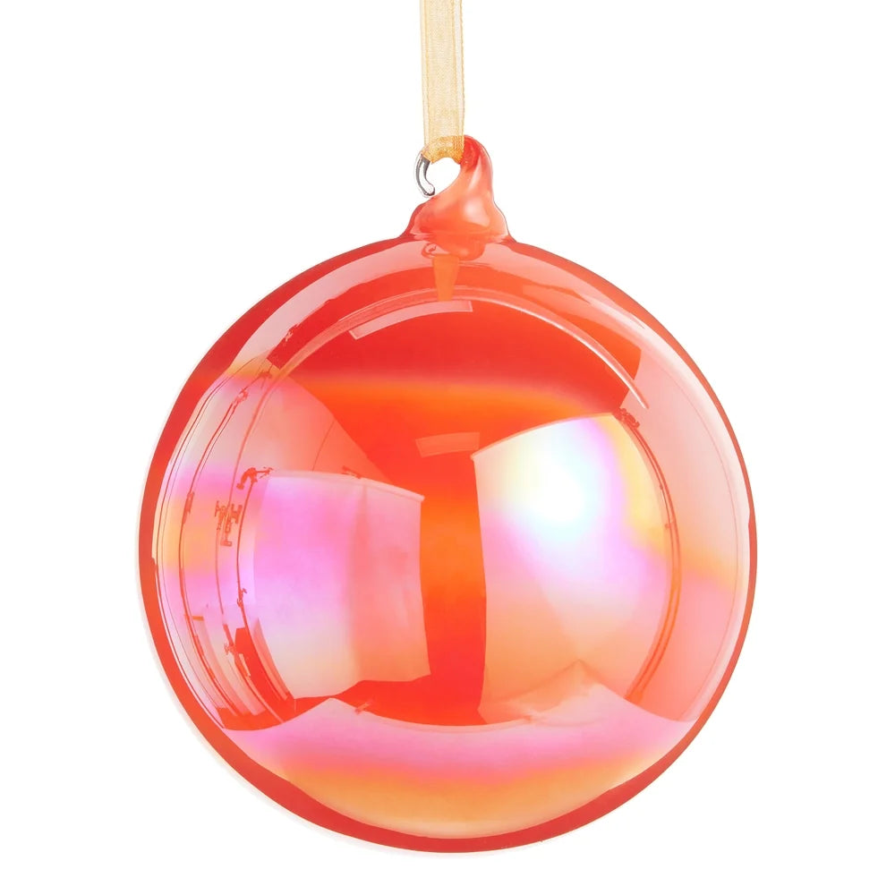 5" Neon Orange Iridescent Ball Ornament SHIPS 9/1/2026