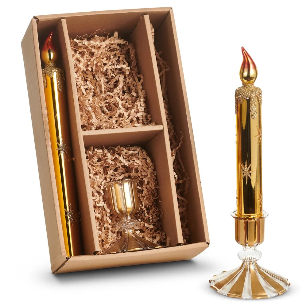 11" Box of Gold Glass Candles and Holders SHIPS 9/1/2026