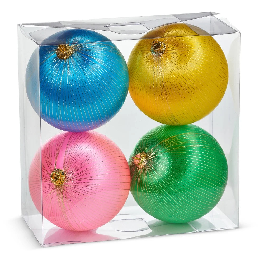 4" Box of Satin Thread Ball Ornaments