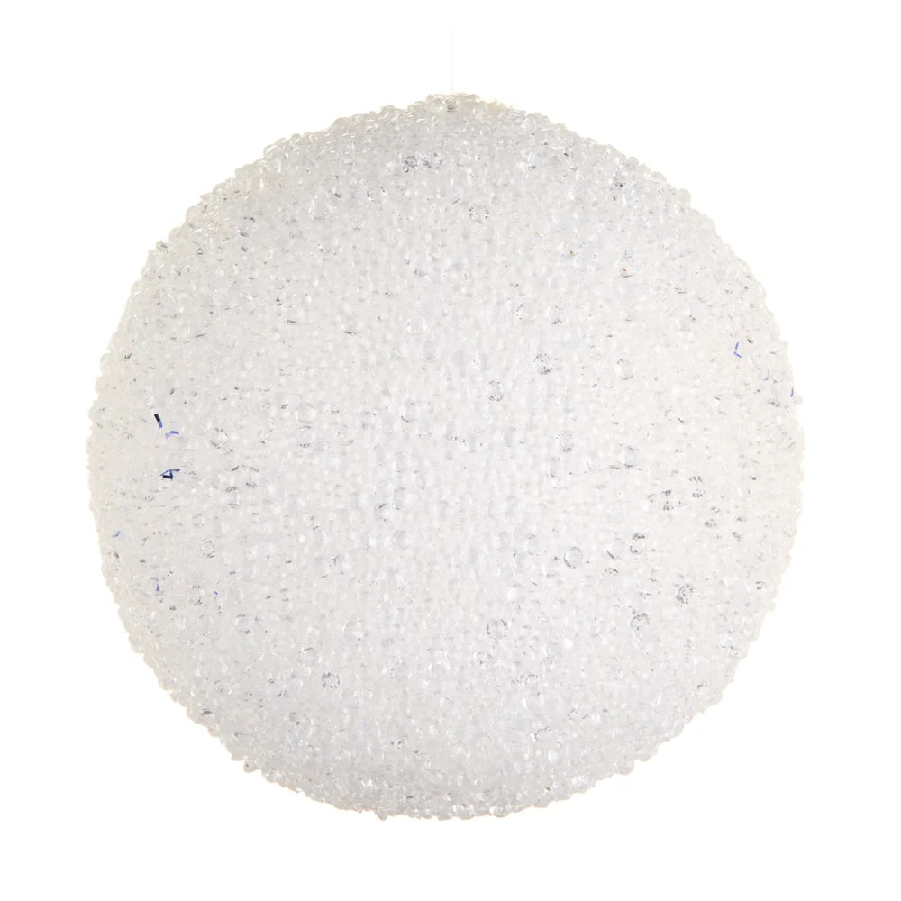 8" Iced White Ball Ornament