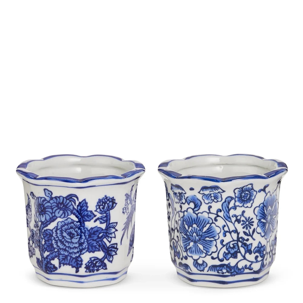 4" Mini Blue and White Pots (LEFT ONLY) SHIPS 9/1/2026