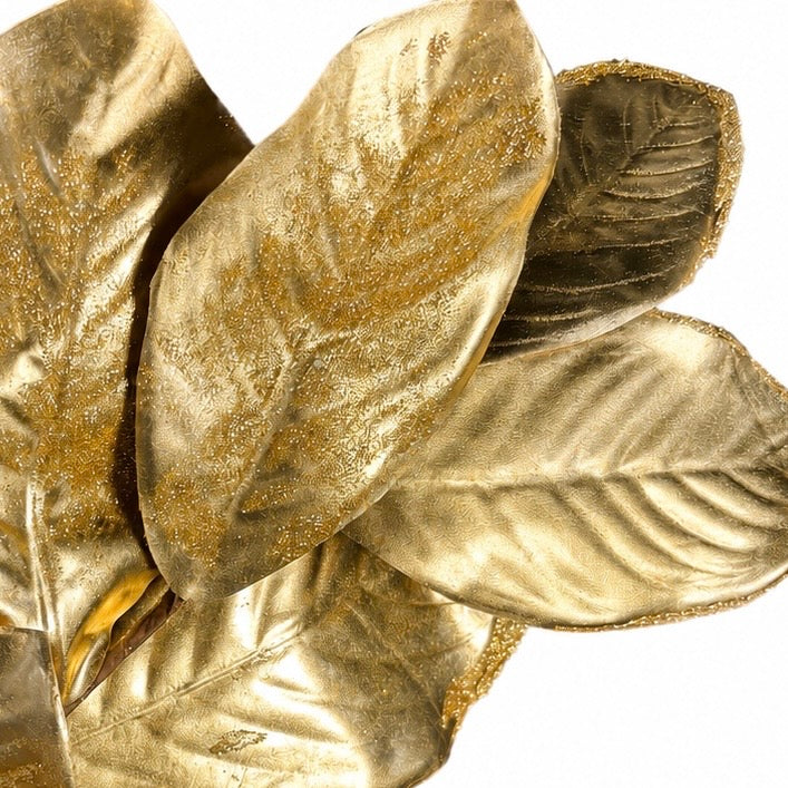 32" Gold Magnolia Leaf Spray