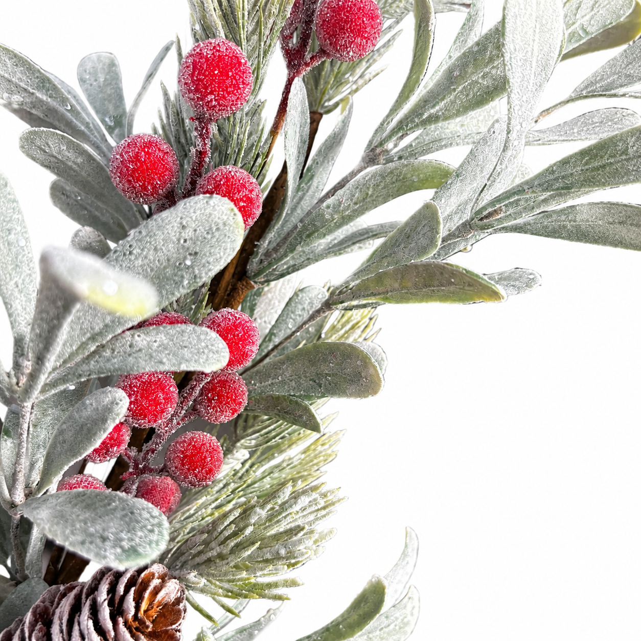 30" Sugared Berries and Greenery Stem-GREEN/RD