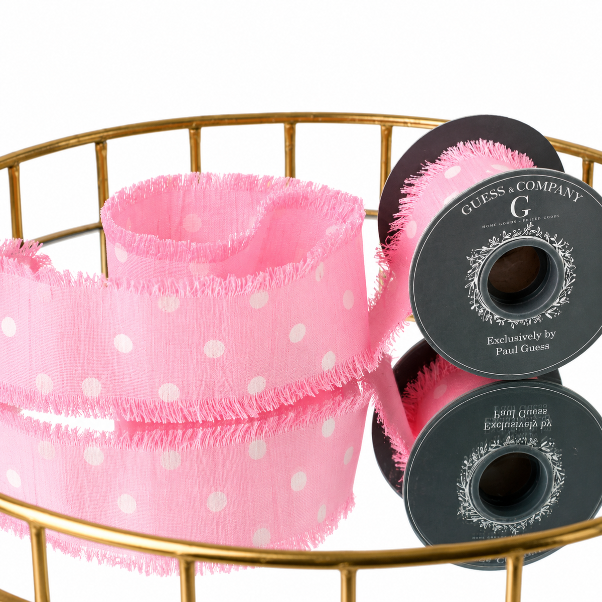 2.5" PINK WITH WHITE DOTS 5YD