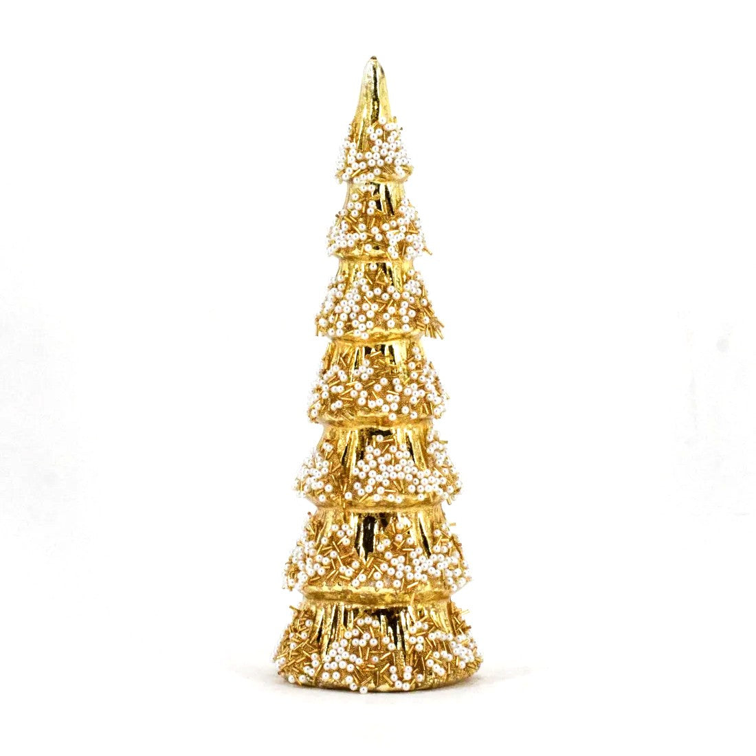 D4.33''H12.6'' - GLASS CHRISTMAS TREE - GOLD