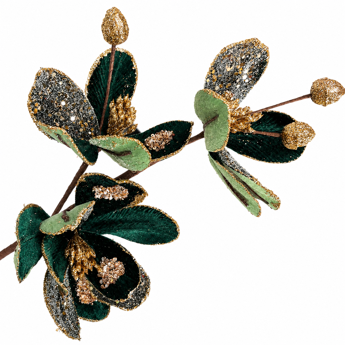23.5" Emerald Velvet Magnolia Spray