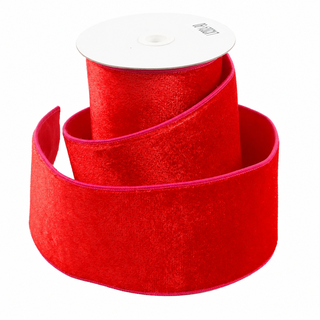 4" X 5 YDS RED VELVET WITH PINK TRIM DUPION BACKED RIBBON
