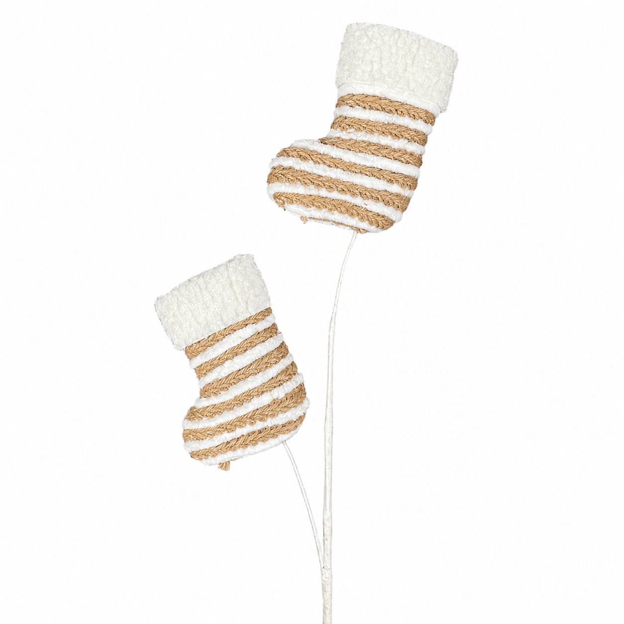 26" JUTE AND WHITE BOOT STEM