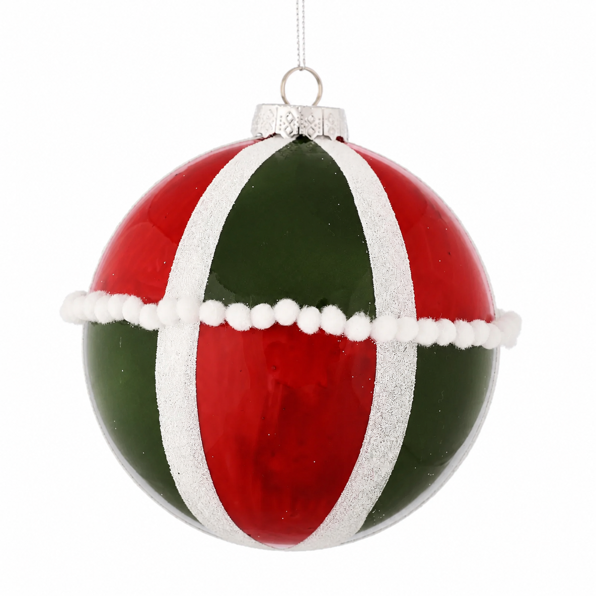 5" GLASS BALL ORN-RED/GREEN