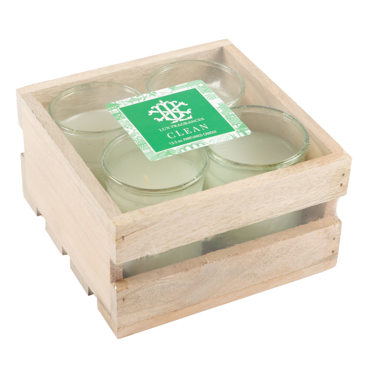 Clean Set Of 4 Votives In Crate - 3oz