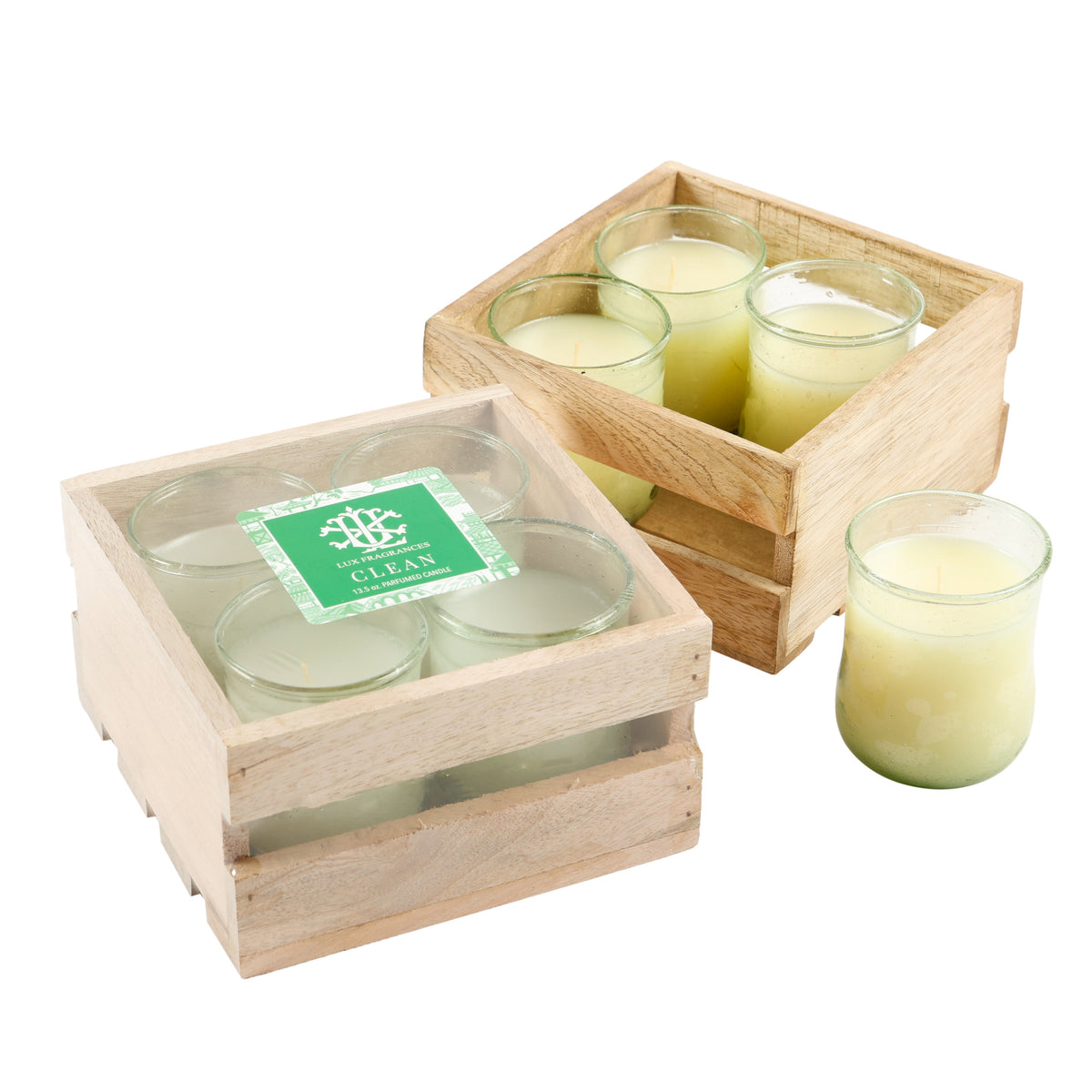 Clean Set Of 4 Votives In Crate - 3oz
