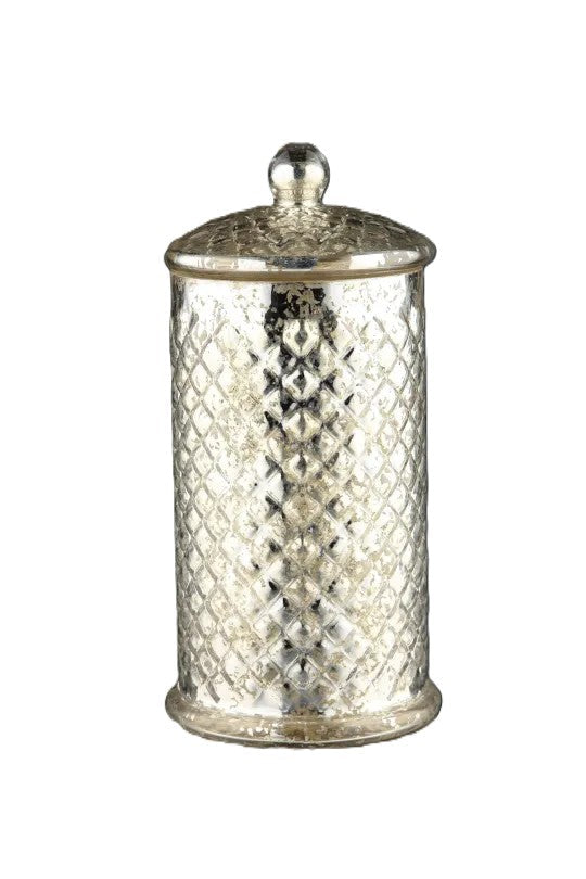 *D6.5''H13.5'' - GLASS APOTHECARY JAR WITH LID - silver