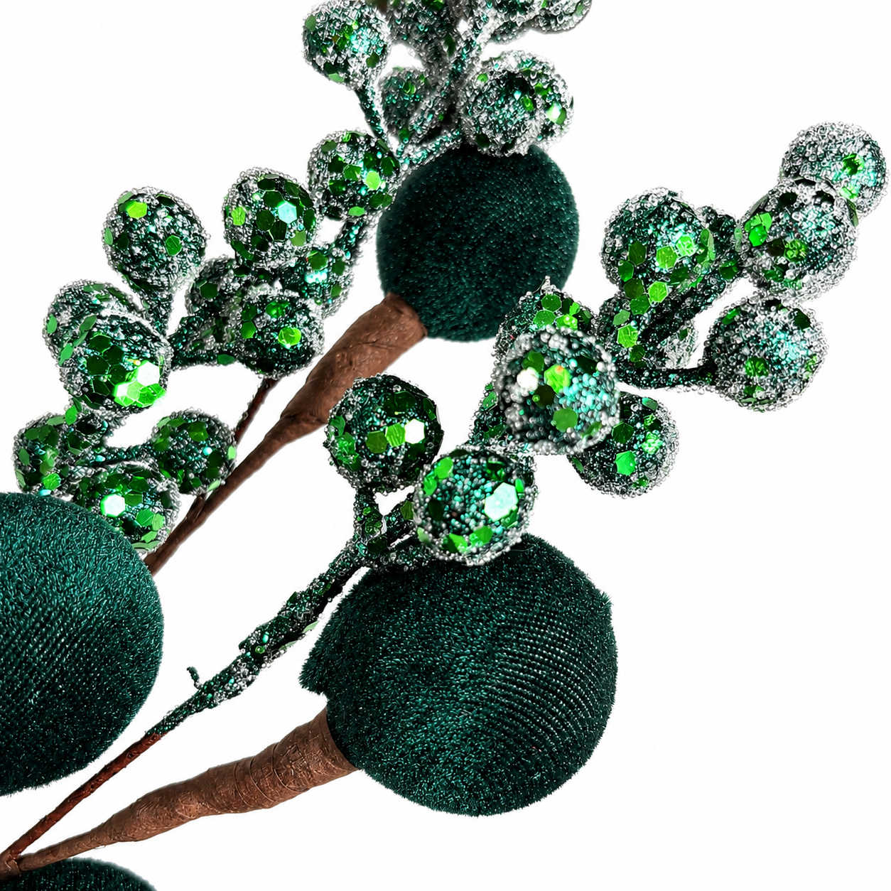 25" Emerald Berry Spray with Velvet Balls