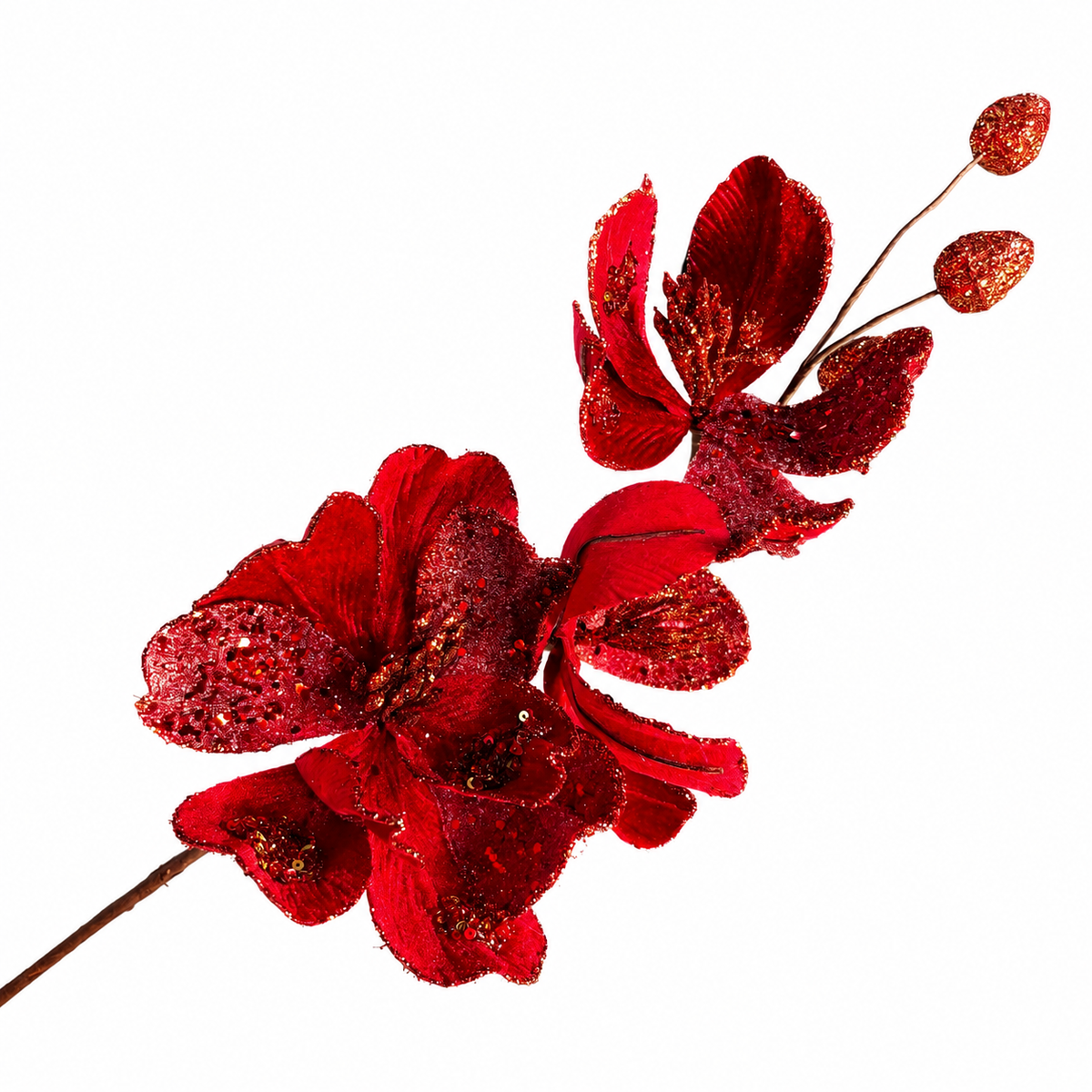 23.5" Deep Red Velvet Magnolia Spray