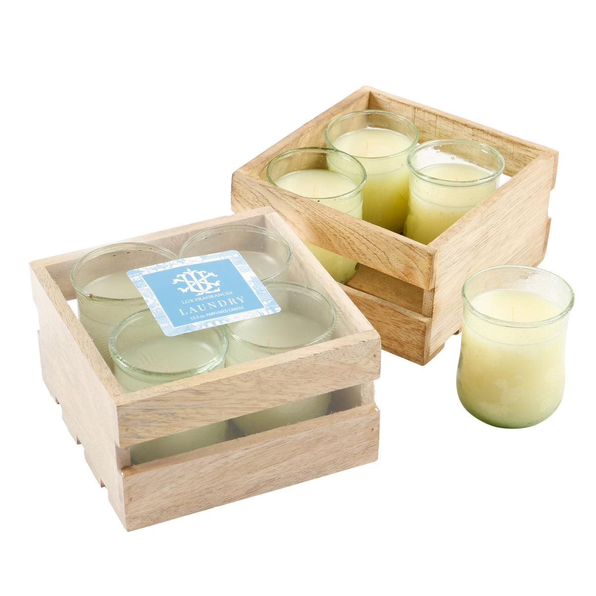 Laundry Set Of 4 Votives In Crate - 3oz