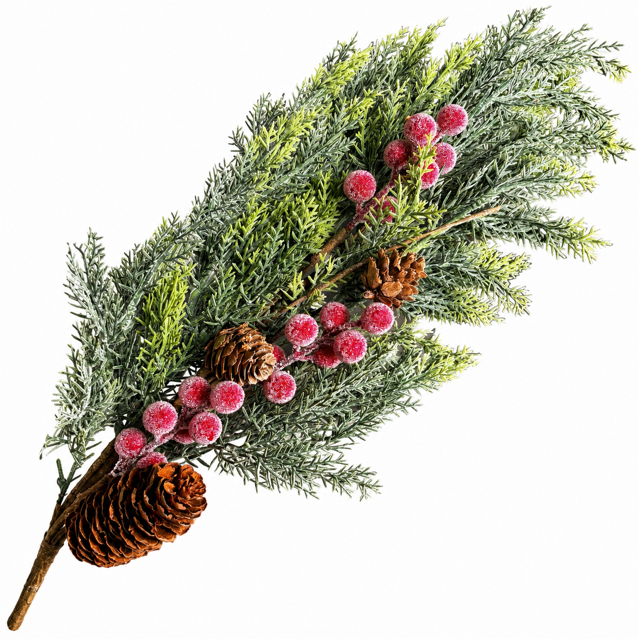 30" Sugared Berries and Greenery Stem