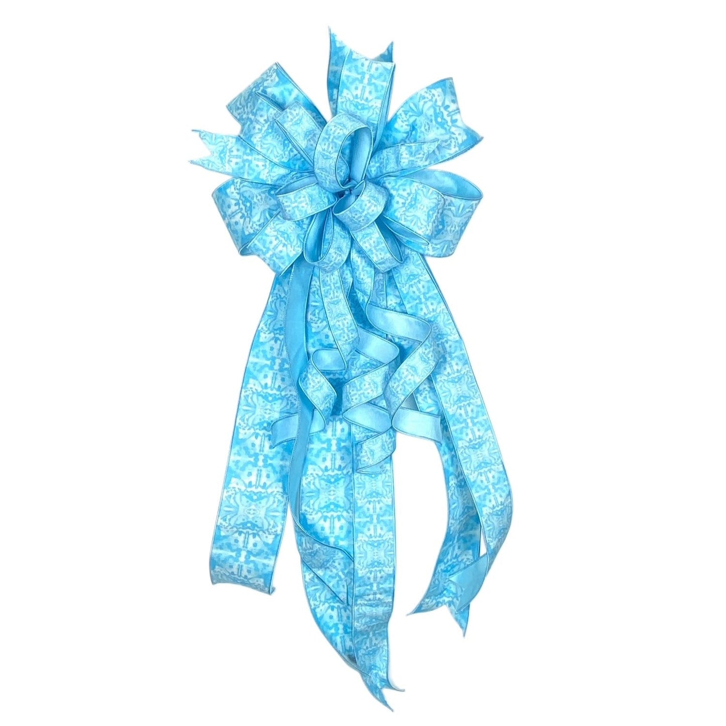 18"W X 40"L BLUE INK/BLUE STRIPE PRE-MADE BOW