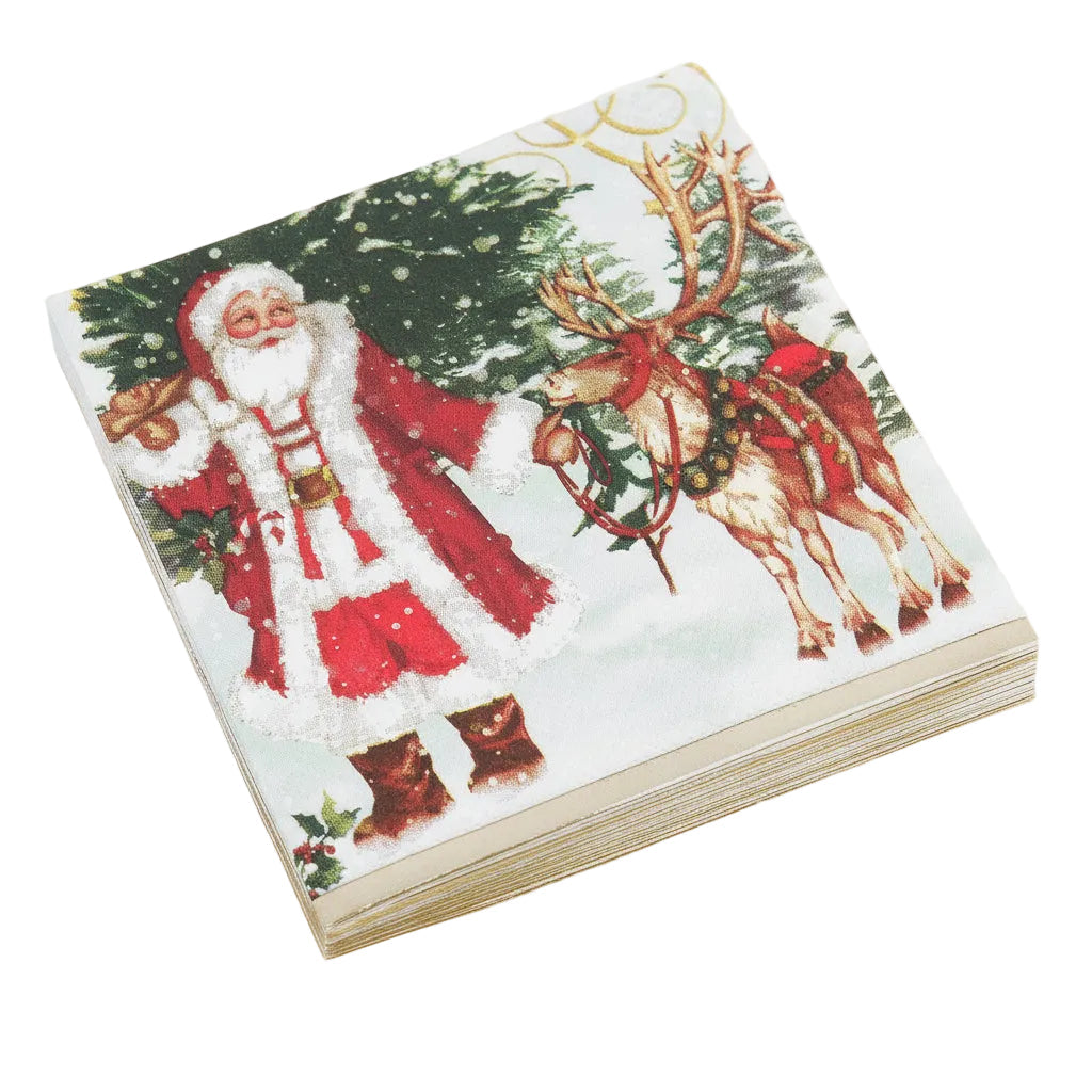 Santa In The Woods Beverage Napkin