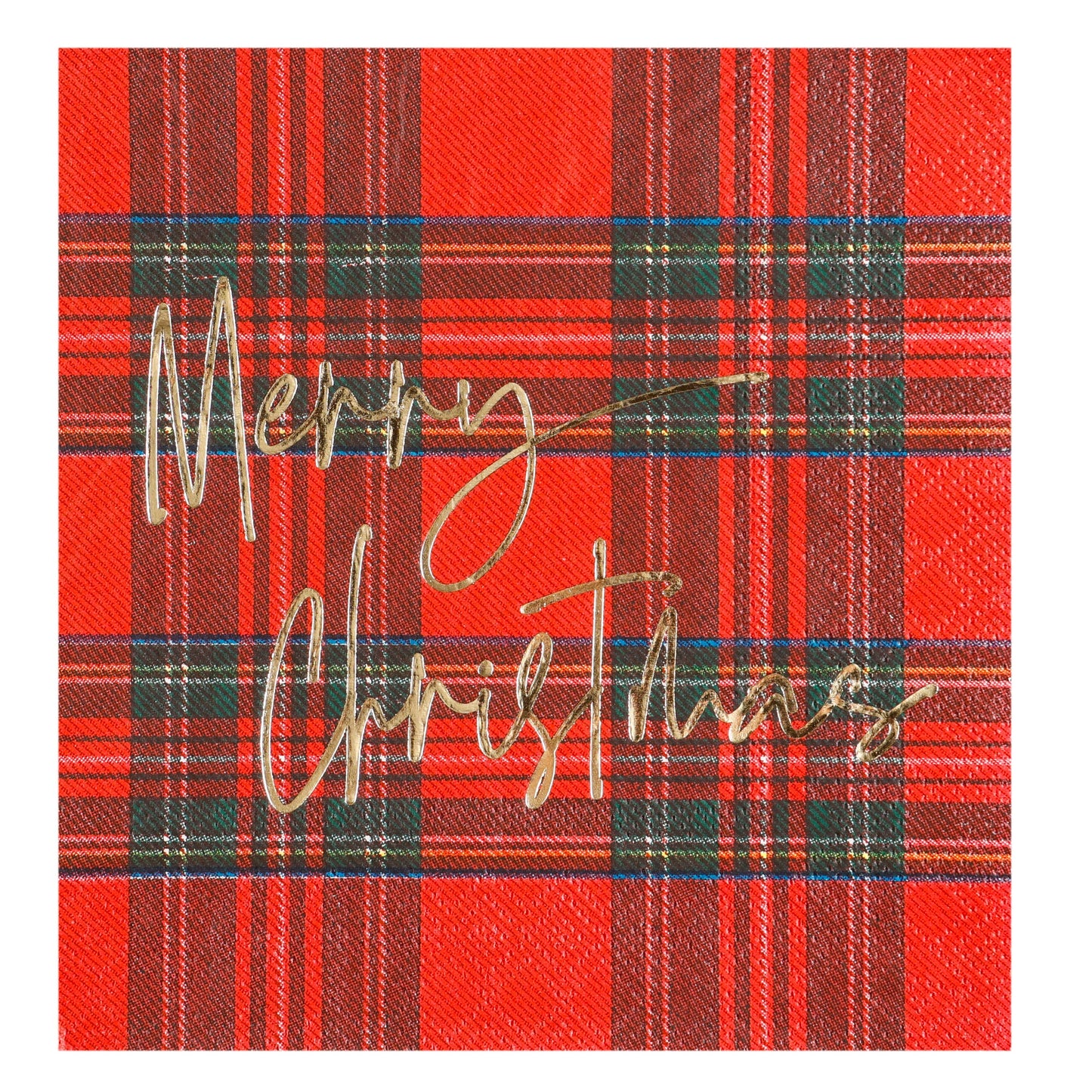 Red Plaid Merry Christmas Beverage Napkin 20 Pieces Per Pkg