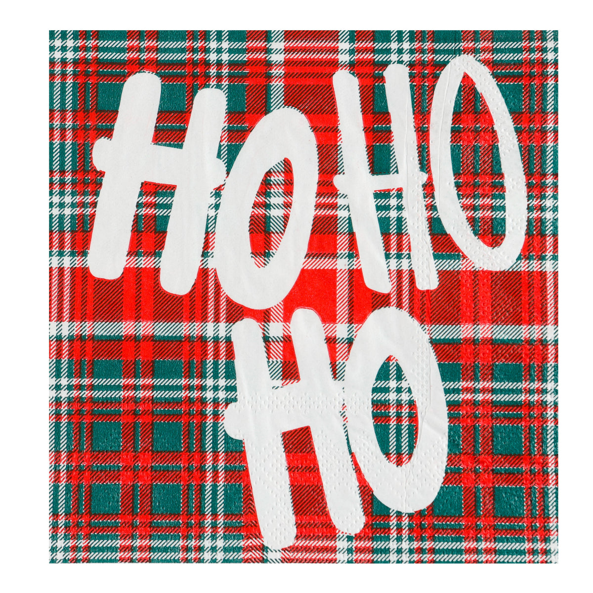 Hohoho On Plaid Beverage Napkin..20 Pieces Per Pkg