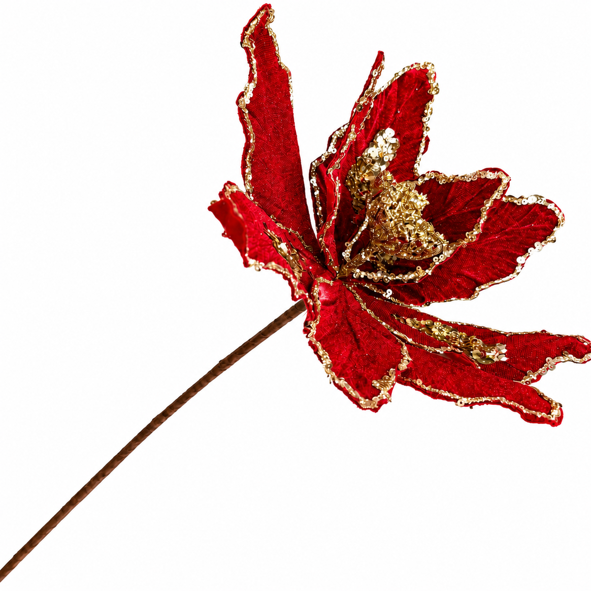 17.5" RED POINSETTIA WITH STEM