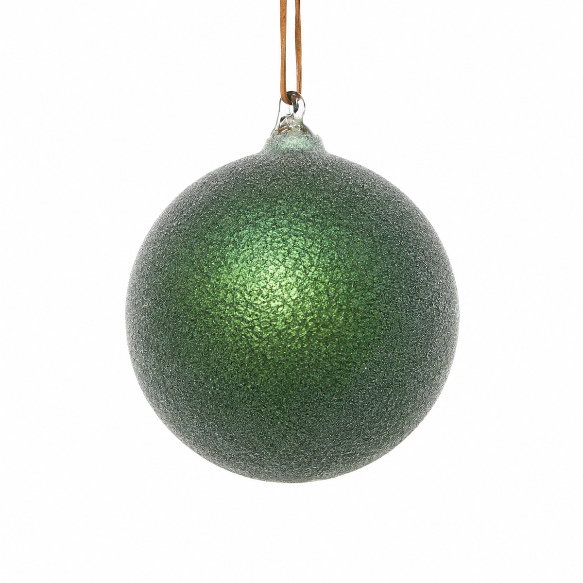 5" Diameter Glass Ball Ornament with Iced Beads-Green