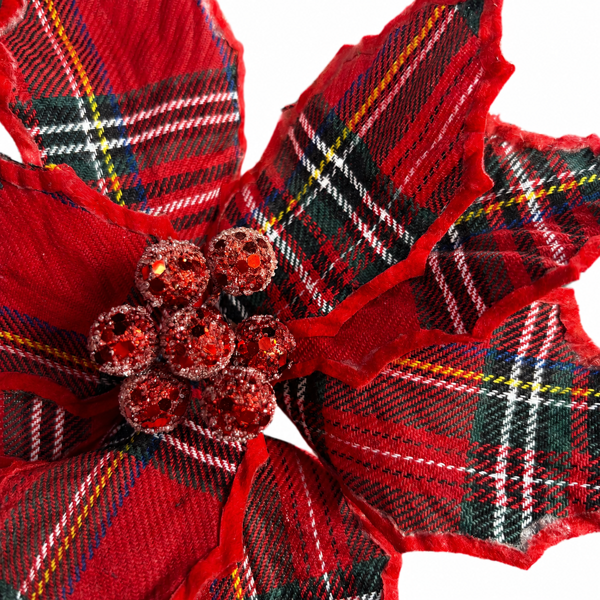 10" Diameter Red Plaid Poinsettia