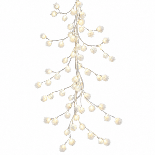 6FT Snow Ball Garland LED, White