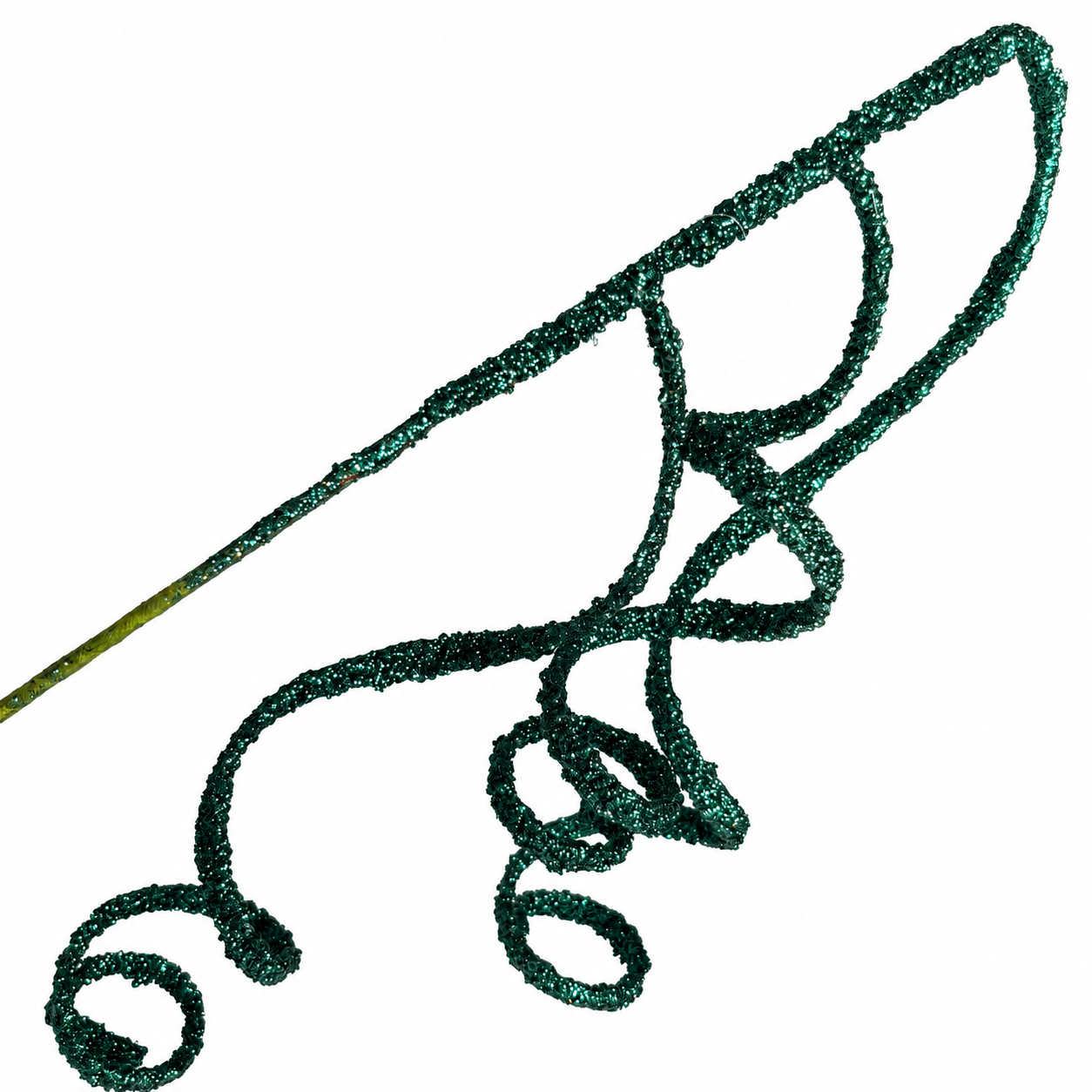 25.5" Emerald Glittered Swirl Pick