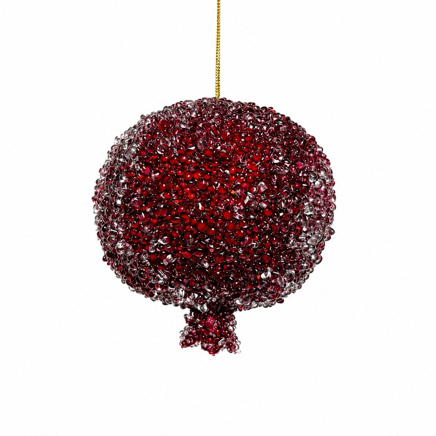 4" Sugared Pomegranate with hanger-Burgundy