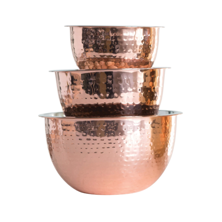 Hammered Stainless Steel Bowls, Set of 3