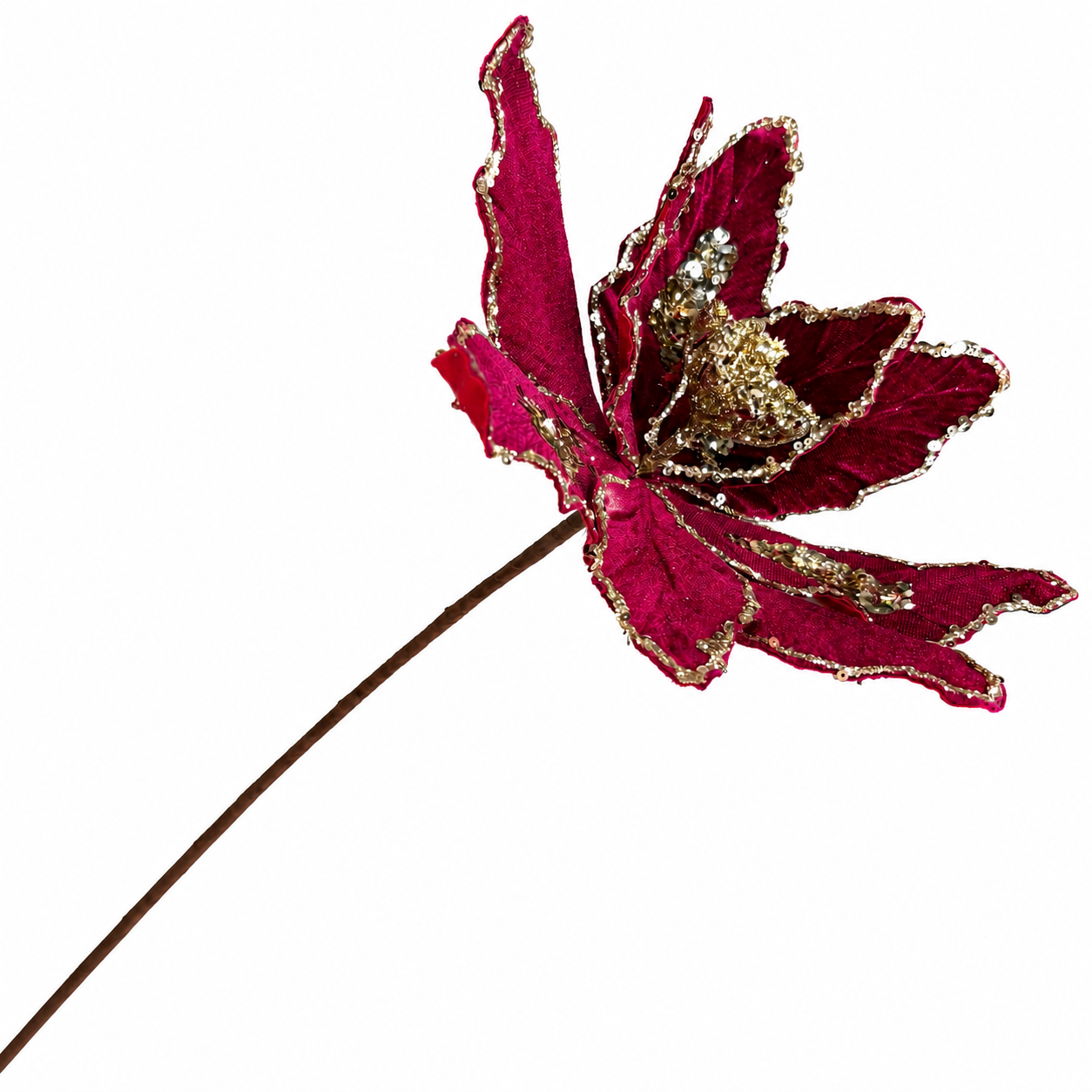 17.5" BLACK CHERRY POINSETTIA WITH STEM