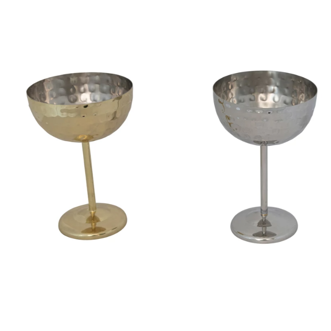 10 oz. Hammered Stainless Steel Coupe Glass, BRASS Finish
