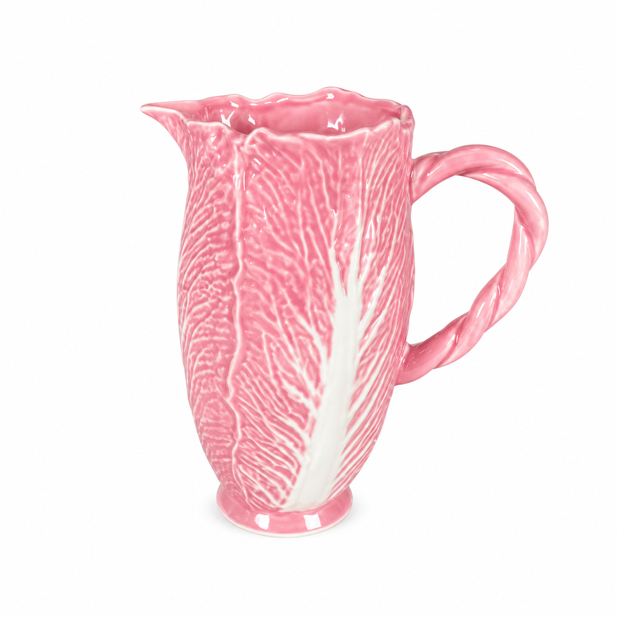 Quart Stoneware Cabbage Shaped Pitcher Pink