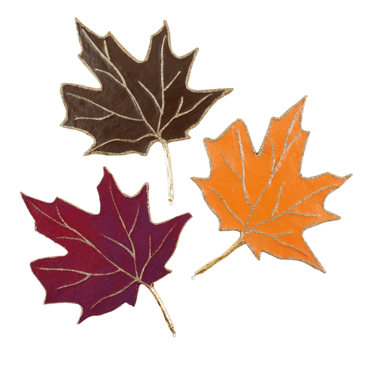 9" PAPER MACHE FALL LEAF-ORANGE