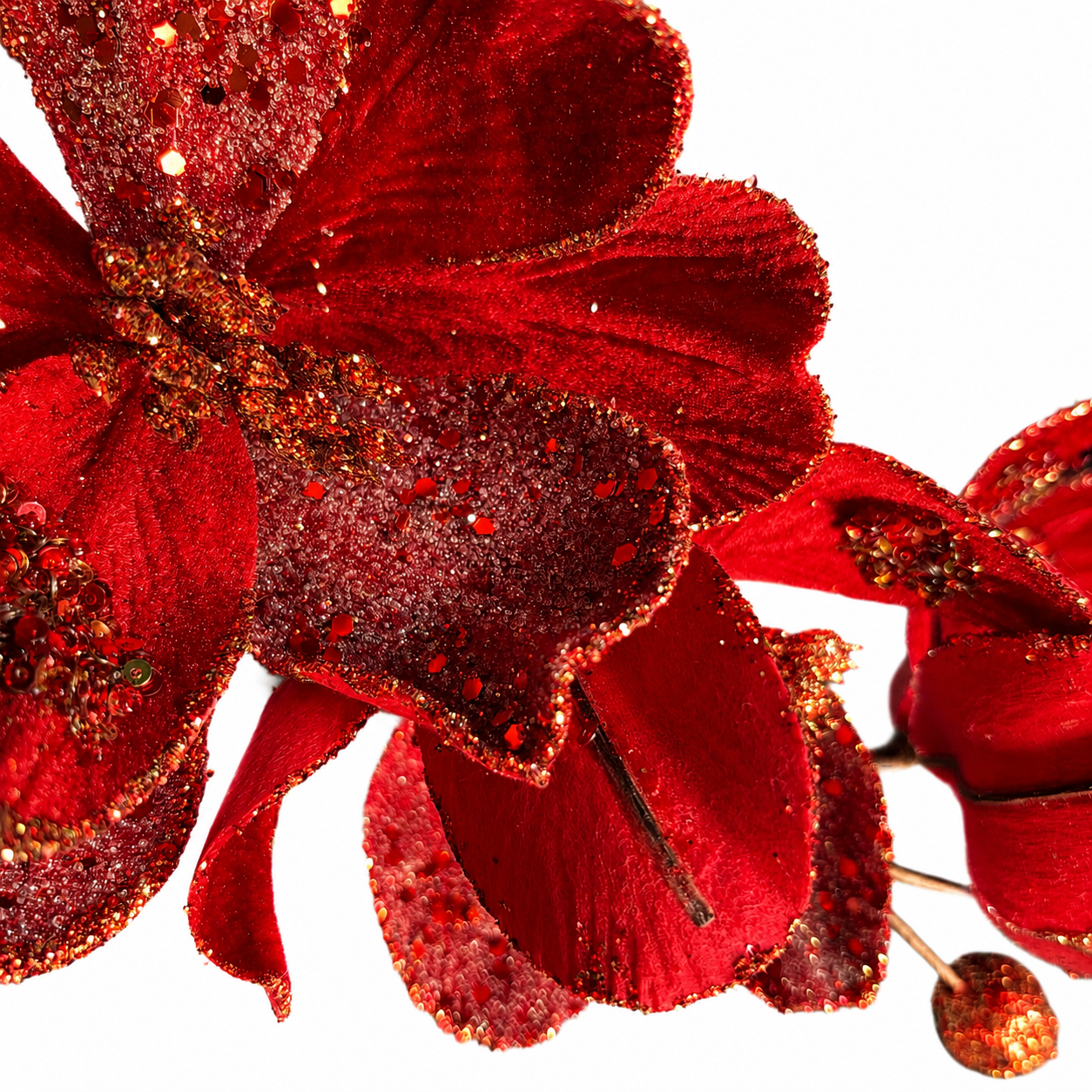 23.5" Deep Red Velvet Magnolia Spray