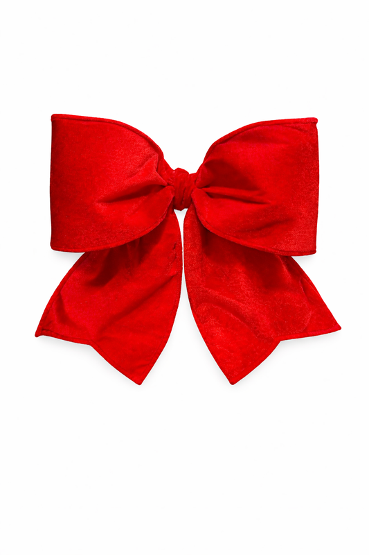 MEDIUM RED VELVET BOW WITH TIE  23"x15"