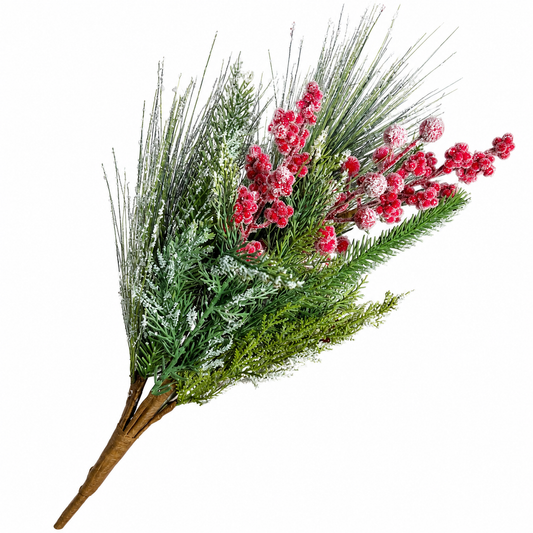 22" Sugared Berries and Greenery Bush