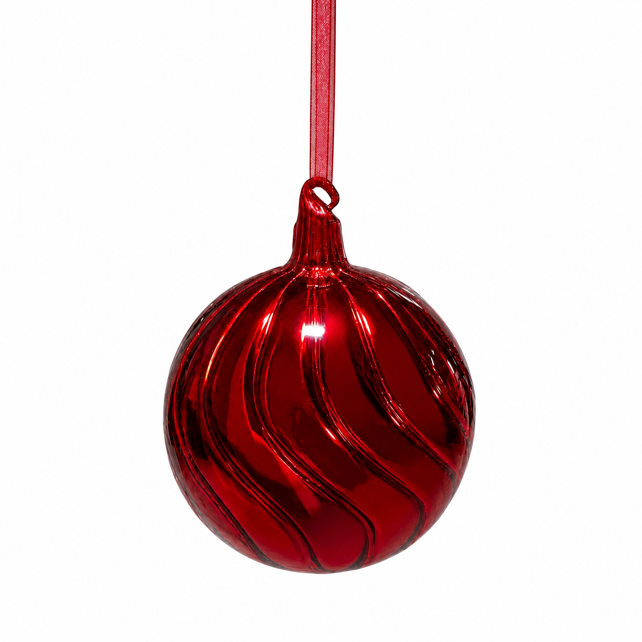 D 5" GLASS BALL ORN-RED