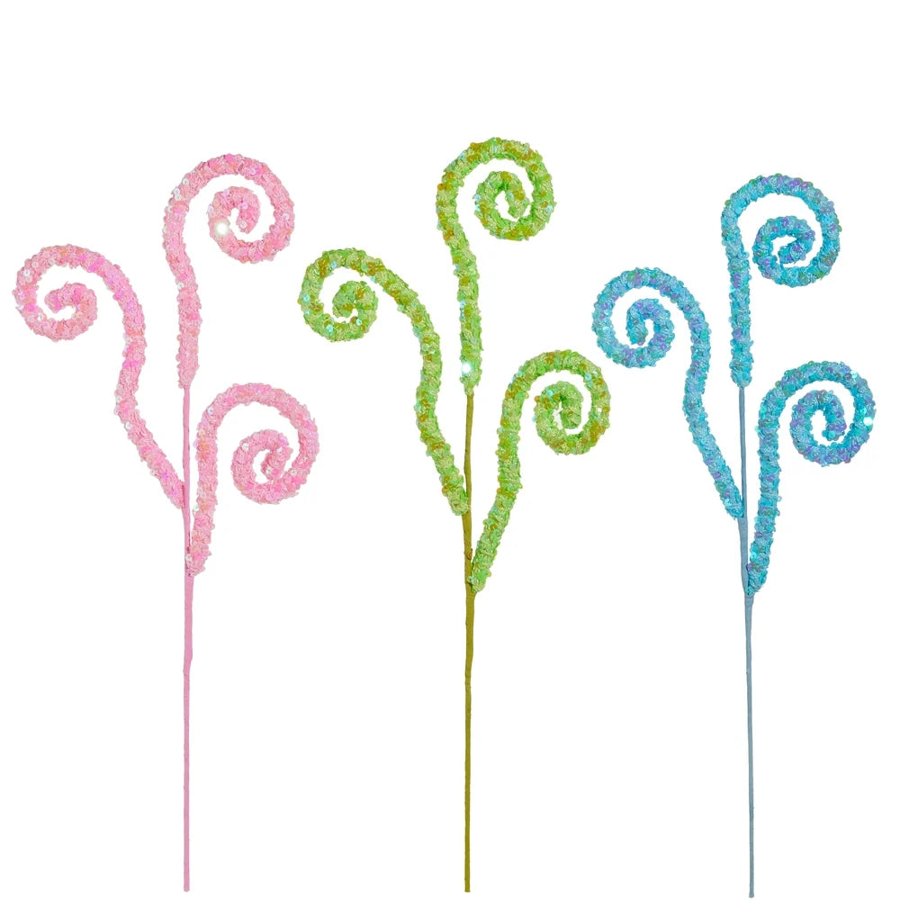 27" Sequin Swirl Spray (GREEN ONLY)