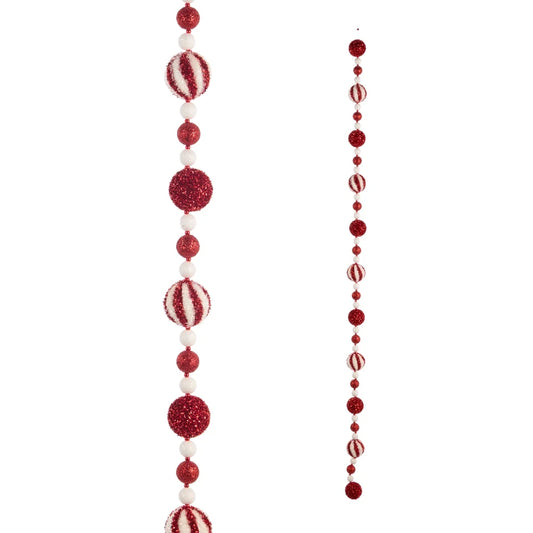 6' Red  and  White Peppermint Tinsel Garland SHIPS 9/1/2026