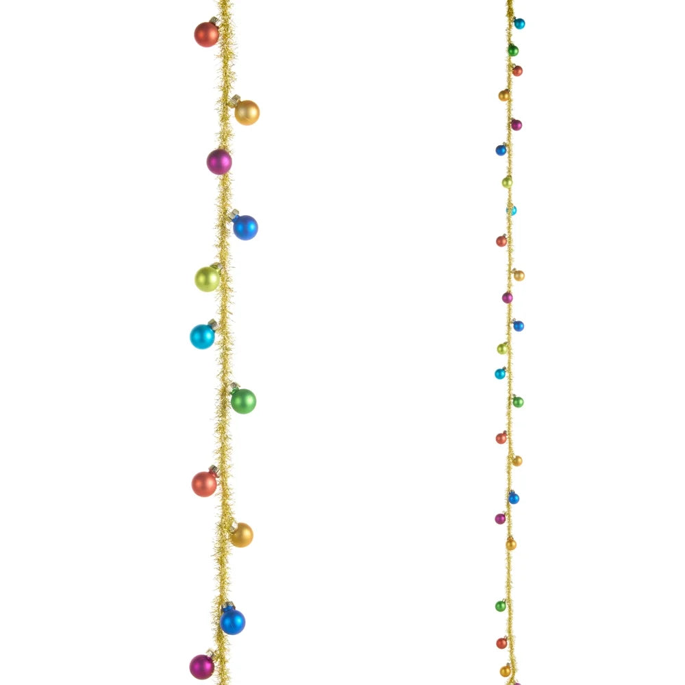 6' Tinsel and Multicolor Ornament Garland