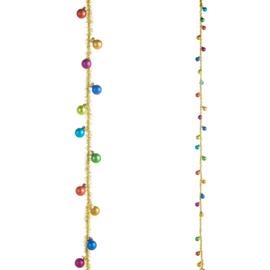 6' Tinsel and Multicolor Ornament Garland