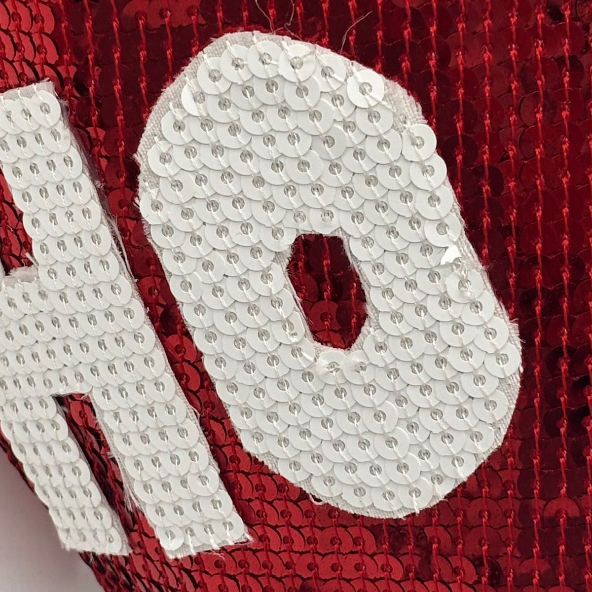 4" x 10YD SEQUIN EMBROIDERY ON RED HO HIO PATCHES WITH DUPION BACKED RIBBON